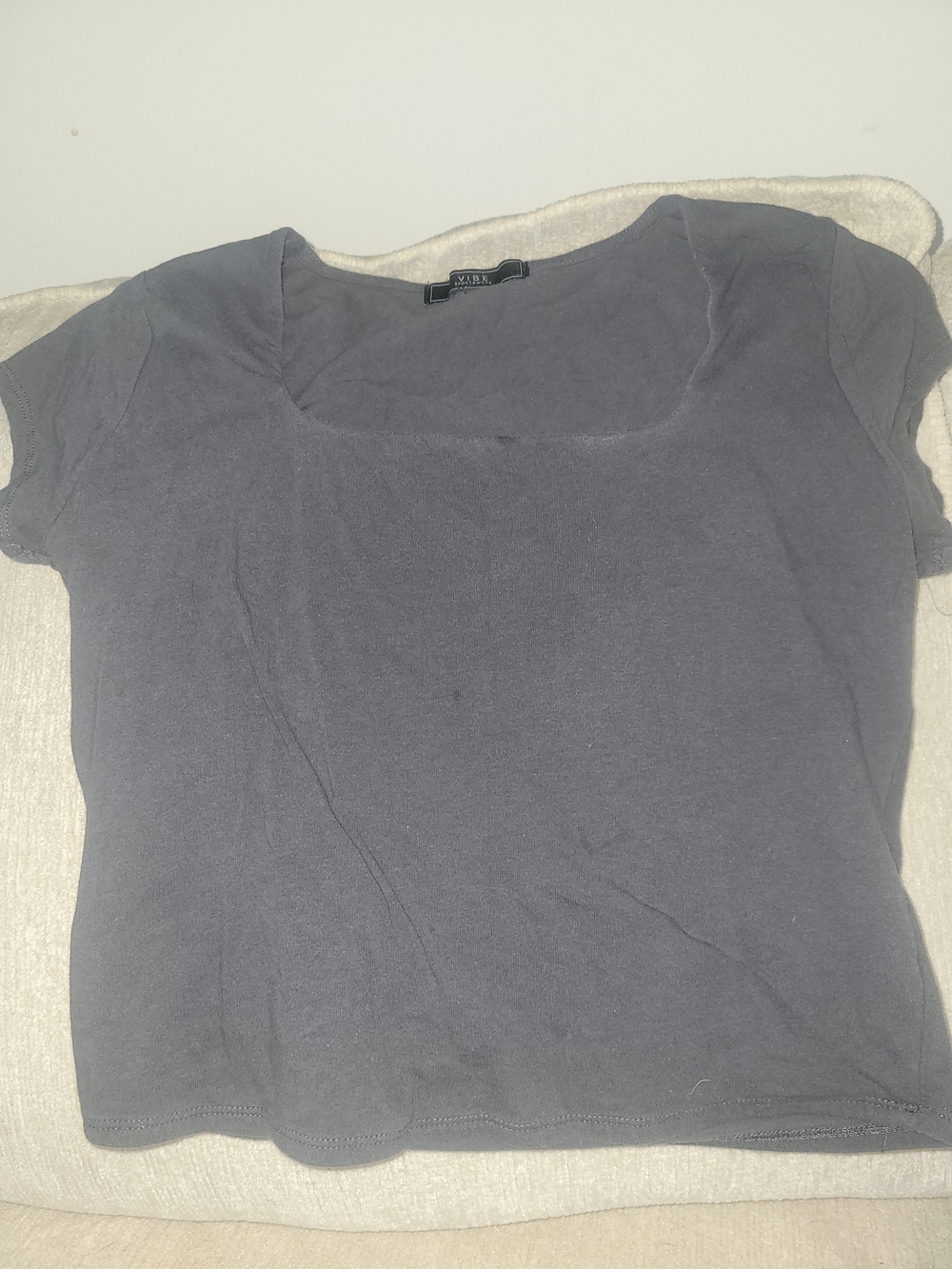 Vibe Charcoal Scoop-Neck Crop Top